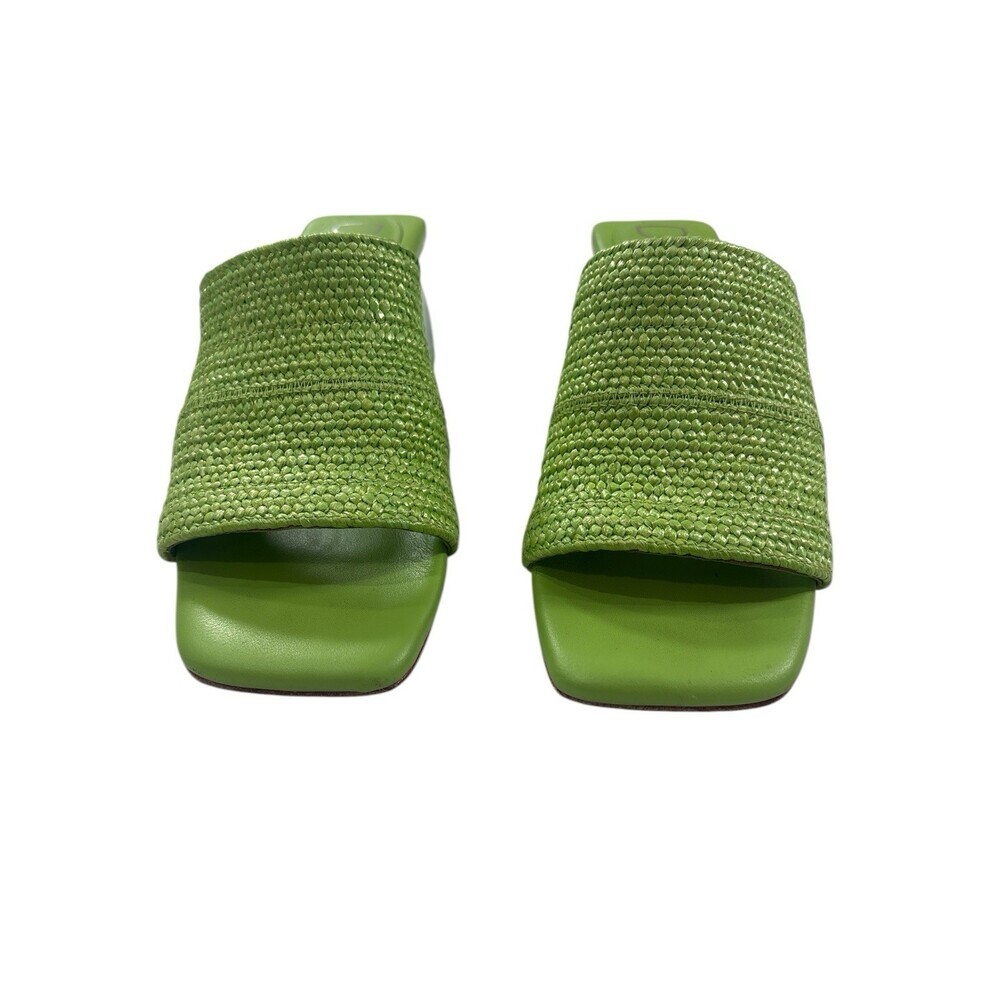 Deltan Women’s Green Fae Stretch Raffia Block Heel Size 6